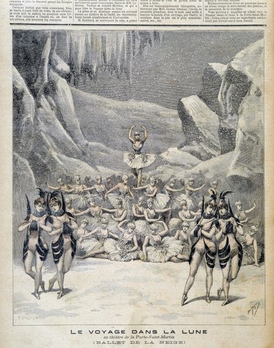 ポルト・サン・マルタン劇場での「月の旅」の上演 - 1892年9月4日付「Le Petite Journal」紙にて 作： Unknown artist