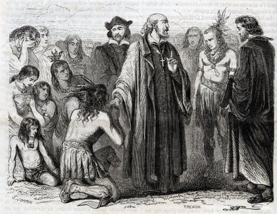 Representation of Bartolome de las Casas (1484-1566) Dominican priest, missionary with the Indians" (Portrait of Bartolome de las casas, dominican friar and protector of the Indians - engraving of 1860) 作： Unknown artist