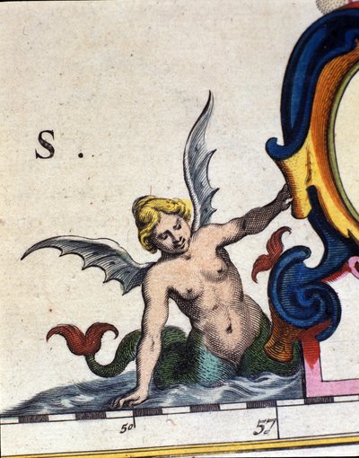 セイレーンのアイリーを表現。1642年「Atlas novus」の詳細 作： Unknown artist