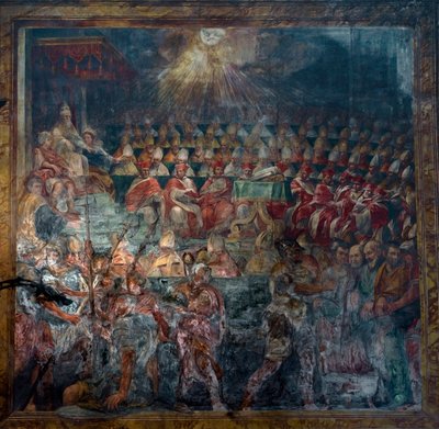 325年に開催された第1回エキュメニカル公会議「ニケ」の代表者 作： Unknown artist
