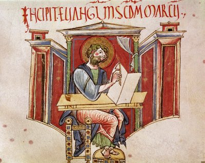 伝道者サン・マルコの肖像 ベネディクト会修道士の写本「Liber evangeliarum」からのミニチュア 11～12世紀 ローマ・ヴァリチェリアーナ図書館蔵 作： Unknown artist
