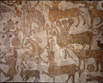 インドを征服したマケドニア王アレクサンドロス大王（紀元前356～323年）の活躍を象徴する架空のインドの動物群を表現 パンタレオネ（またはパンタレオン）の舗道 作： Unknown artist