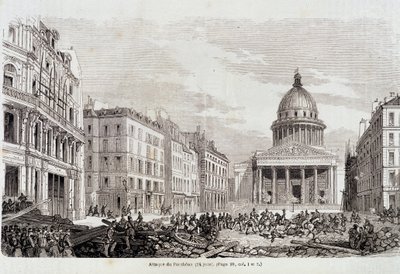 1848年の革命1848年6月24日のパンテオン襲撃事件 - "現代大衆史 "の中で 作： Unknown artist