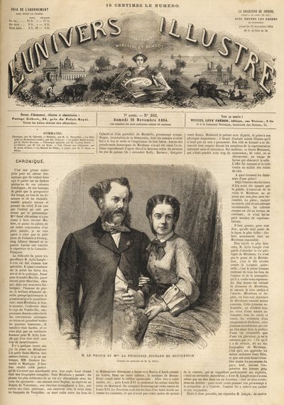 リヒャルト・クレメンス・フォン・メッテルニヒ（1829-1895）とポーリン・メッテルニヒ（ポーリン・クレメンタイン・マリー・ヴァルブルゲ、サンドル・フォン・スラフニッツァ伯爵夫人、メッテルニヒ・ヴィンブルク・ツー・バイルシュタイン王女）（1836-1921） - 1864年のイラストレーションの宇宙 作： Unknown artist