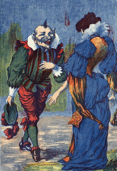 リケは再び王女の前に姿を現す。フランスの作家、シャルル・ペロー（1628-1703）の物語「リケ・ア・ラ・ハンプ」の挿絵。匿名のイラスト。イメージ：Marcel Vagne, Jarville Nancy, undated (19世紀後半). 作： Unknown artist