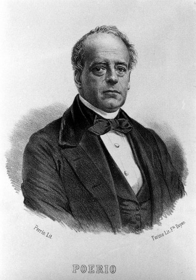 リソルジメント：イタリア革命家カルロ・ポエリオ(1803-1867)の肖像。19世紀のエングレーヴィング。 作： Unknown artist
