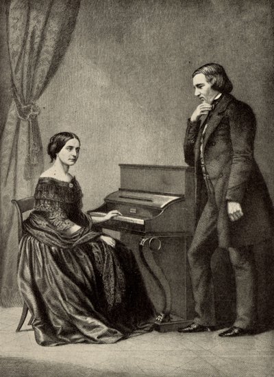 ロベルト・シューマン（1810-1856）と妻（プリント） 作： Unknown artist