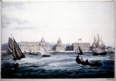 イギリス、グリニッジ・オン・ザ・テムズにある王立病院。 作： Unknown artist