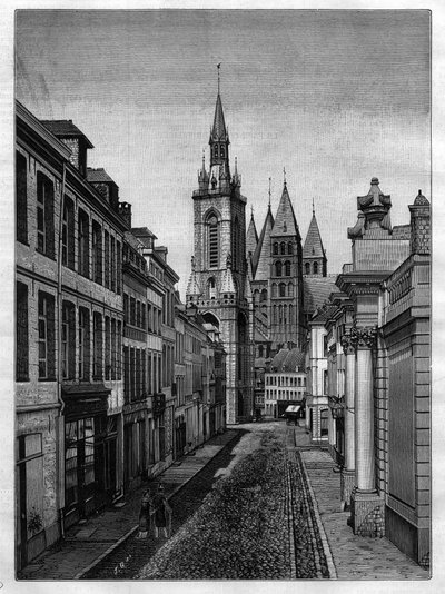 1882年、ベルギーのTournay(Tournai)にあるRue Saint Martin(Abbaye Saint Martin) 作： Unknown artist