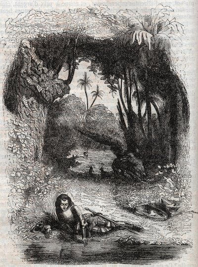 アルチーナ島のルッジェーロ - 1851年、ルドヴィーコ・アリオストの詩「Orlando furioso」（1516年）からの版画 - トレッサン伯爵がイタリア語から翻訳し、グスタフ・ハーバードが出版した版 1851年 作： Unknown artist