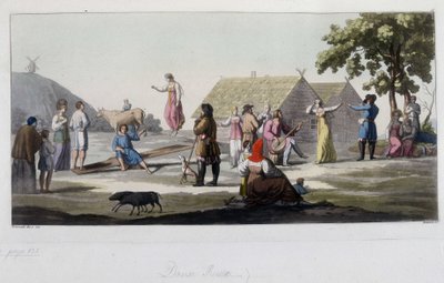 ロシアのダンスと遊び。フェラーリオによる「古今東西の衣装」1819-1820では 作： Unknown artist