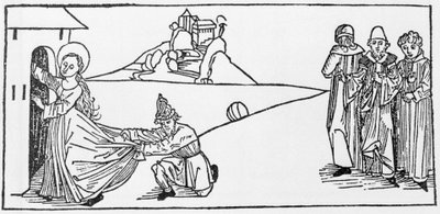 聖アグネスVoragineのJacobus（James）（1228-1298）による「Leben der Heiligen - sommerteil」（聖人の書）からのエングレーヴィング。Lubeck 1488年。 作： Unknown artist