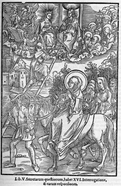 Saint Brigitte de Suede (Santa Brigitta di Svezia) (Brigida, Bridget, Brigite) (1303-1373)。未亡人、聖なる救い主の騎士団の創設者。1556年の "Memoriale effigiatum librorum prophetiarum seu visionum "に掲載されたエングレーヴィング。 作： Unknown artist