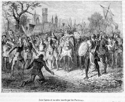 パリ市民に救われたサン・ルイとその母 - H.マーティンの「Histoire de France populaire（フランス民衆史）」より 作： Unknown artist