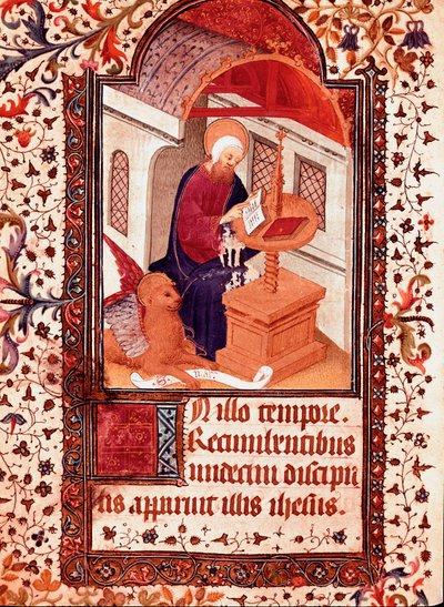 ポルトガルのエドワード1世（ドゥアルテ）の時間（1391-1438）」からの聖マルコのミニチュア 15世紀 リスボン、トーレ・ド・トンボ 作： Unknown artist