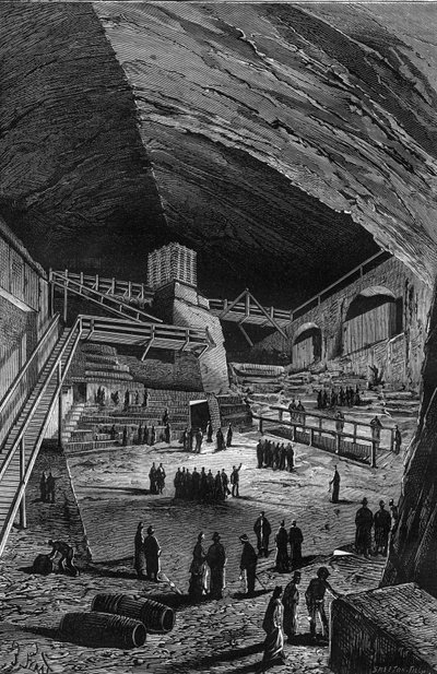 ポーランド、ヴィエリチカの塩坑。"ネイチャー "に掲載された彫刻 作： Unknown artist