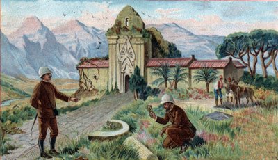 消えた王国の風景。カンボジア・クイノン州の山中にある寺院。19世紀のクロモリトグラフ。 作： Unknown artist
