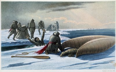 アザラシ狩り。"Seal hunting in the gulf" - Hind著「Exploration of the Labrador Peninsula」（ロンドン）にて 作： Unknown artist