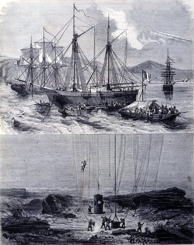 1702年にビゴ湾で沈没したスペインのガレオン船を探す。19世紀 作： Unknown artist
