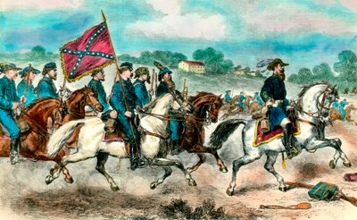 分離独立戦争：「1862年の南部連合騎兵隊とスチュアート将軍」 19世紀のエングレーヴィング 個人蔵 作： Unknown artist