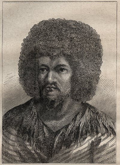 キャプテン・ジェームズ・クック（1728-1779）の第2回目の航海（1772-1775）：タヒチの王、O-Too（オー・トゥー）の肖像画 - "The Great Mariners of 18th century "よりイラスト引用 作： Unknown artist