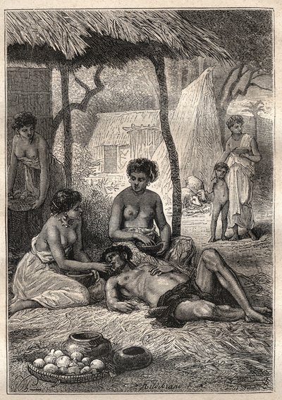 キャプテン・ジェームズ・クック（1728-1779）の第2回目の航海（1772-1775）：妻たちに飲み込まれる日々を過ごした島（タヒチ） - 図版は "The Great Mariners of 18th century "より引用。 作： Unknown artist