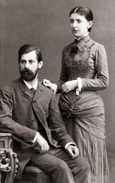 ジークムント・フロイトと妻のバーネイズ・マーサは1885年6月。 作： Unknown artist