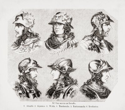 スペインの西ゴート族の6人の王。 作： Unknown artist