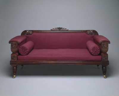 ソファ、c.1821-35（ローズウッドとパイン、ウール張り） 作： Unknown artist