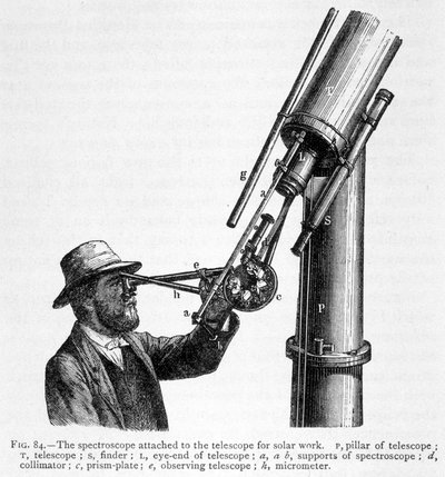 太陽を観察するための望遠鏡に加えて分光器 作： Unknown artist