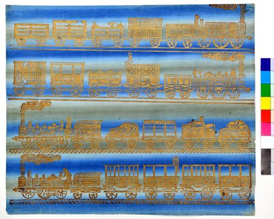 蒸気機関車 1850年頃（製本紙に木版画） 作： Unknown artist