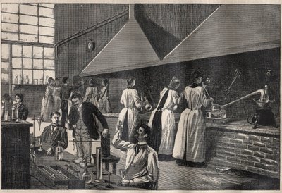 パリ国立高等音楽院（Arts-et-Metiers）の実習室にいる学生と教授たち 作： Unknown artist