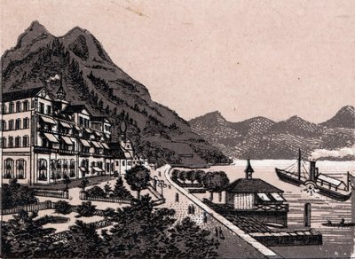 スイス：ゲルサウの街並み。「世界図説168景」より 未発表（19世紀末 作： Unknown artist