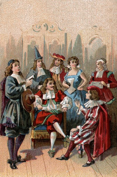 時代の演劇：モリエールことジャン・バティスト・ポケラン（1622-1673）とその一座。 作： Unknown Artist