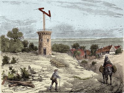 テレグラフ1794年頃のクロード・シャップ（1765-1805）の電信機 - エングレービング 作： Unknown artist