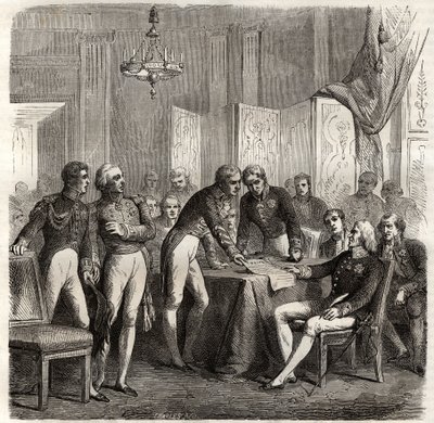 1834年にイギリス、フランス、スペイン、ポルトガルの間で結ばれた「エボラモンテの利権」を行使するための同盟-ドン・カルロスのスペイン王位継承権を前に、四者同盟（シャルル＝モーリス・ド・タレイラン-ドン・マヌエル・パンド＝フェルナンデス 作： Unknown artist