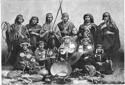 1883年、パリの順化の園でのアラウカン族。 作： Unknown artist