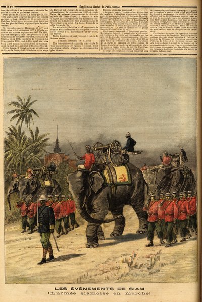シャム（タイ）のアーミー。1893年7月29日の「Le petit journal」に掲載された図版。セルバのコレクション。 作： Unknown artist