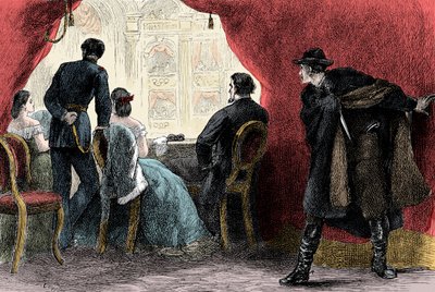 フォード劇場でのジョン・ウィルクス・ブースによるエイブラハム・リンカーンの暗殺 ワシントンDC 4月14日 1865年 - エイブラハム・リンカーン大統領の暗殺（1809-1865） 4月14日 作： Unknown artist