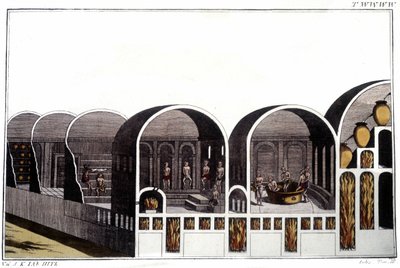 ローマのカラカラ浴場。19世紀初頭に描かれた版画。 作： Unknown artist