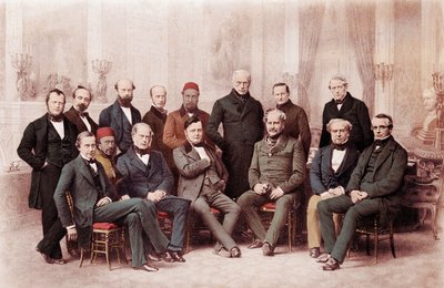 パリ会議とは、1856年にフランスのパリで開催された和平会議で、約3年間続いたクリミア戦争の和平を図るために、ヨーロッパの大国の代表が集まって行われたものです。 作： Unknown artist