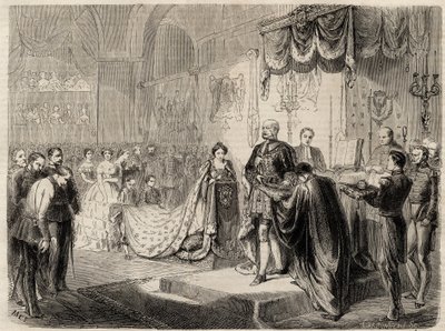 1861年にケーニヒスベルクで行われた国王ウィリアム1世の戴冠式 - 城内教会ケーニヒスベルクで行われたプロイセン王と王妃の戴冠式 - プロイセンのウィリアム1世 - 1861年 作： Unknown artist