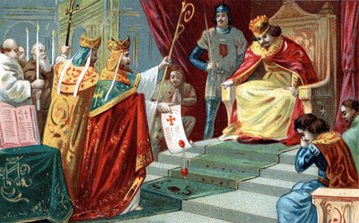 997年にフランス王ロベール2世敬虔王（970年頃～1031年頃）が破門されたこと。 作： Unknown artist