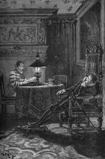 読まれるフランス王アンリ3世（1551-1589）。19世紀のエングレーヴィング。ジュール・ミシュレの『フランス史』の中で 作： Unknown artist