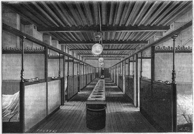 1884年、パリのモンジュ校。洗面台のある寮。「自然」の中で。科学とその芸術や産業への応用についてのレビュー」。 作： Unknown artist
