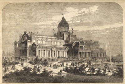 1864年のアムステルダムの産業宮殿（1929年に火災で焼失） - オランダ、アムステルダム。パレス・オブ・インダストリー 作： Unknown artist