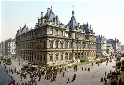 リヨンの証券取引所（Palais de la Bourse）。1890年頃のフォトクローム。 作： Unknown artist