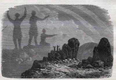 ハルツ山地のブロッケンの妖怪-ブロッケンスペクトラムまたはブロッケンスペクトラム-1877年のエングレーヴィング 作： Unknown artist