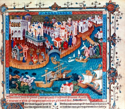 ヴェネツィアの探検家マルコ・ポーロは、1271年に父と叔父とともにヴェネツィアの街を離れ、極東のシルクロードを目指しました。 作： Unknown artist