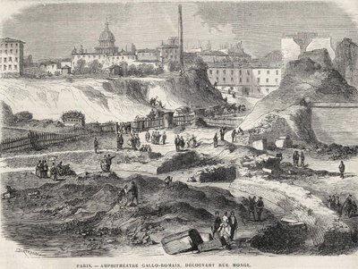 1870年にパリのモンジュ通り（現在のリュテス公園）で発見された両性具有のガロ・ロマン（Gallo Romain）。19世紀のエングレーヴィング。 作： Unknown artist